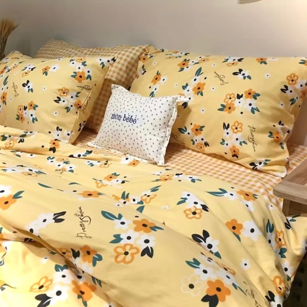 Urban Outfitters Floral Duvet Cover Queen Size Bedding Set Yellow Flowers NEW